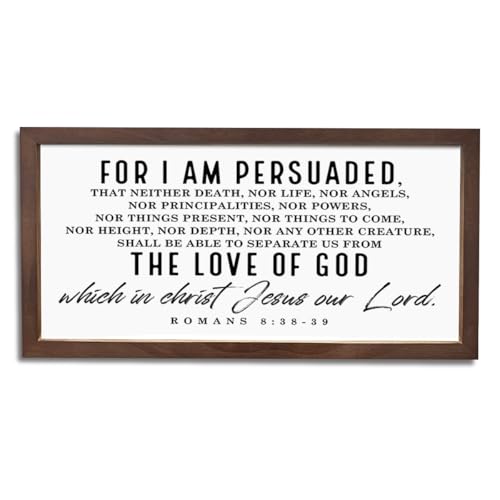 Christian Decors, Bible Verse Wall Decors, Farmhouse Wood Framed Signs 15×7.5×0.3 inches, Christian Decor for Home, Family Room Decor, Living Room Above Couch Sign, For I am Persuaded Sign - color: color 32