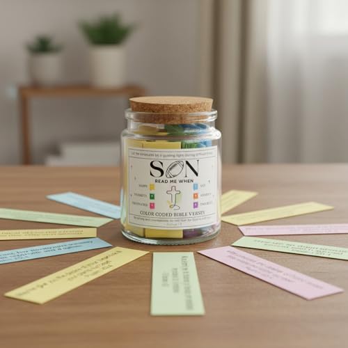 Bible Verse Jar for Son, Christian Gifts for Boys, 92 Scriptures - color: Bible For Son