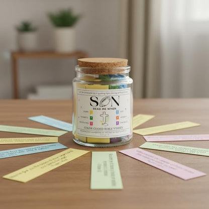 Bible Verse Jar for Son, Christian Gifts for Boys, 92 Scriptures - color: Bible For Son