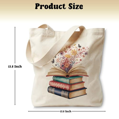 Book Lovers Gifts Canvas Tote Bag Tote Bag for Women Reusable Shoulder Bags for Grocery Beach Work - color: White