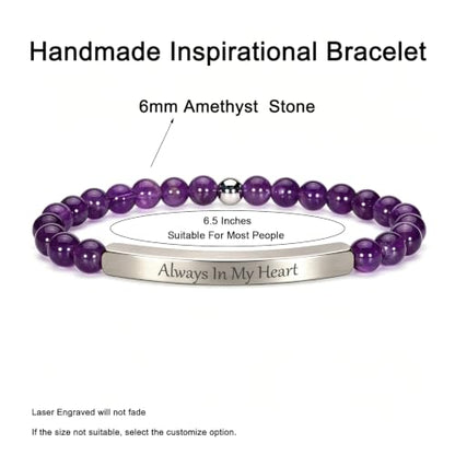 Amethyst Christian Bracelet for Women, 18K Gold Plated Bible Verse Jewelry, Inspirational Religious Faith Gift, Scripture Jewelry for Encouragement & Strength - color: ALWAYS IN MY HEART-Amethyst Silver
