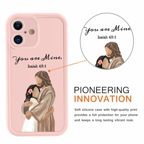for iPhone 16 6.1'' Cute Bible Verse Hug Phone Case - color: Pink-You Are Mine, size: iPhone 16
