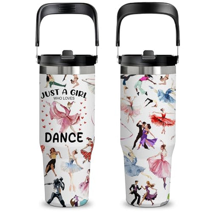 30oz Ballet Insulated Tumbler with Top Handle, Dance Gift for Women Girls - color: Dance2