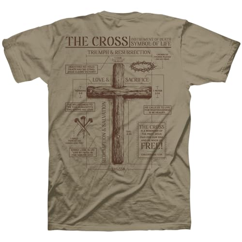 Kerusso Unisex Christian Crewneck Short Sleeve Graphic T-Shirt Cotton Cross Blueprint - size: 3X-Large