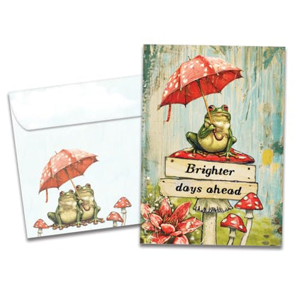 Tree-Free Greetings - Support & Encouragement Card - Artful Designs - 1 Greeting Card + Matching Envelope - Made in USA - 100% Recycled Paper - 5" x 7" - Brighter Frog (GO69872) - color: Brighter Frog