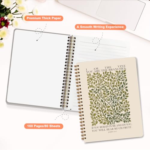Christian Spiral Notebook Journal, Religious Christian Gifts for Women - color: Bible Quote