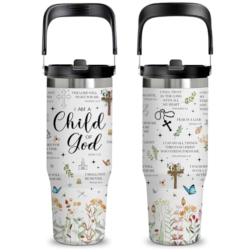 30oz Christian Tumbler with Handle, Stainless Steel Insulated Tumbler(1pc) - color: God2