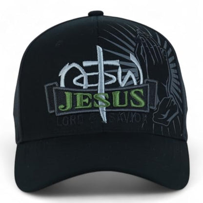 Trendy Apparel Shop Only Jesus Praying Hand Embroidered Christian Ball Cap - color: Black Black 8