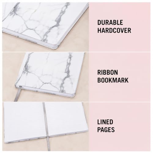 WORLD TRAVELER Large Lined Journal Notebook 256 Ruled White & Ivory Pages - color: Marble