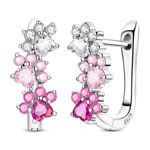 LAZA 925 Sterling Silver Earrings for Women Huggies Hoop Gold Earrings - color: Pink cat paws Earring