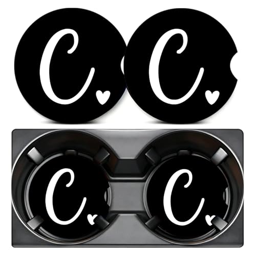 2PCS Initial C Car Cup Holder Coasters Neoprene Universal 2.75" - color: Initial C