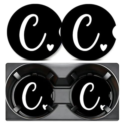 2PCS Initial C Car Cup Holder Coasters Neoprene Universal 2.75" - color: Initial C