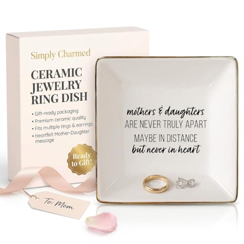 Simply Charmed Gift from Mother or Daughter - or Mother's Day or Birthday Gift Between Mom and Daughter - Ceramic Jewelry Ring Dish or Tray - style: Mothers Daughters