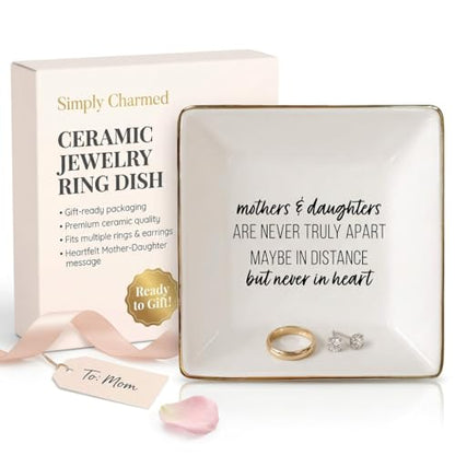 Simply Charmed Gift from Mother or Daughter - or Mother's Day or Birthday Gift Between Mom and Daughter - Ceramic Jewelry Ring Dish or Tray - style: Mothers Daughters