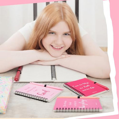 10 Pcs Pink Christian Gift Inspirational Notebook and Ballpoint - color: Pink