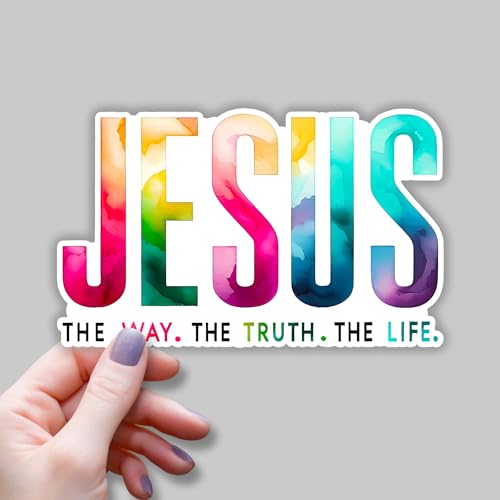 (3pcs) Jesus The Way The Truth The Life Sticker Christian Inspirational Quotes Bible Verse Vinyl Decal Stickers for Water Bottle Laptops Phone Case Car Kindles Hard Hat - 3x2
