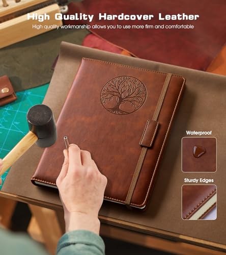 Biuwory B5 Leather Journal Notebook, 256 Lined Pages, Hardcover 7.8"×10.2" - color: Brown, size: Lined-256 Pages (7.8"×10.2")