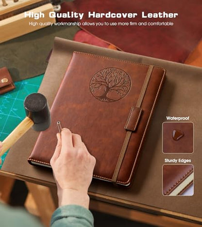 Biuwory Leather Journal Notebook, 256 Thick Lined Pages, Hardcover 8.6"×11" - color: Brown, size: Lined-256 Pages (8.6"×11")