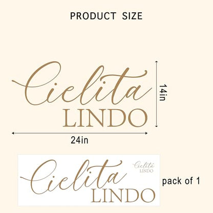 VANGNING Cielita Lindo Wall Decal – Elegant Script Party Backdrop Decor for Bridal Shower, Wedding, Baby Shower & Photo Booth – Removable Peel and Stick Gold Letter Wall Sticker for Event Decorations