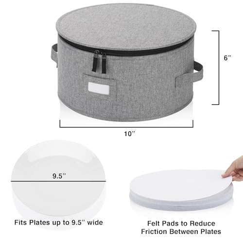 Stack Store Plus More China Storage Case for Salad Plate - 10" W x 6" H - Includes 12 Felt Dividers. Hard Shell and Stackable with Padded Interior - style: Salad Plate Case