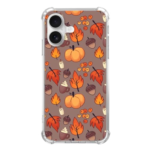 Fall Leaves Pumpkin Acorns Phone Case Compatible with iPhone 17, Aesthetic Autumn Halloween Phone Cover for iPhone 17 - color: Autumn Vibe