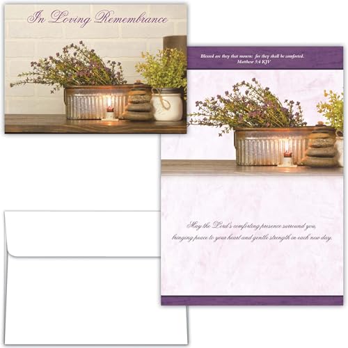 KJV Floral Still Life Sympathy Card, 1 Count - color: Tranquil Decor