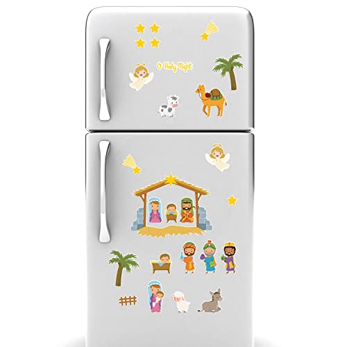 Yinder 26 Pcs Nativity Scene Magnets, Xmas Refrigerator Magnets, Classic - style: Classic