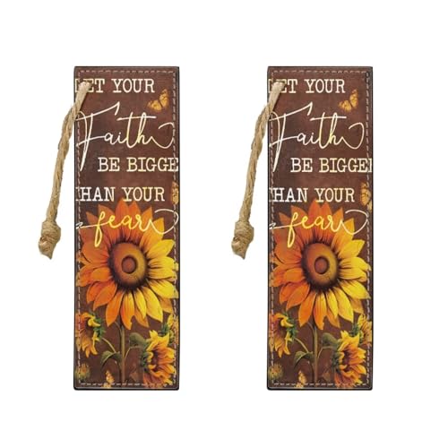 Bookmark 2 PCS Leather Bookmarks for Women, Men, Book Lovers, Autumn Sunflowers Page Markers for Students Teachers - color: Autumn Sunflowers
