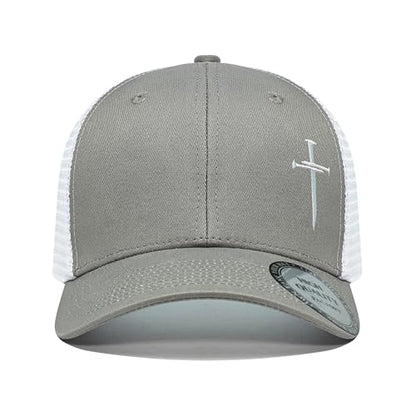 Christian Hats for Men Women,Jesus 3 Nail Cross Hat Christian Religious Gifts for Birthday/Christmas,Black and Silver - color: 03.grey-white