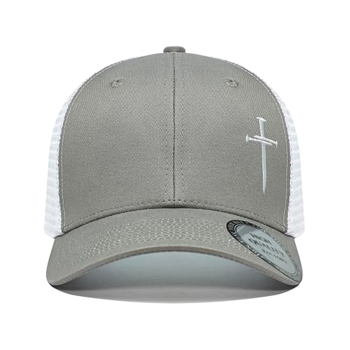 Christian Hats for Men Women,Jesus 3 Nail Cross Hat Christian Religious Gifts for Birthday/Christmas - color: 03.grey-white
