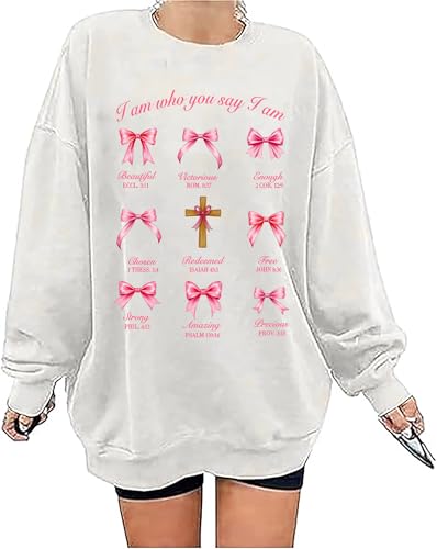 Christian Sweatshirts For Women Oversize Daisy Print Sweatshirts - color: White, size: Medium