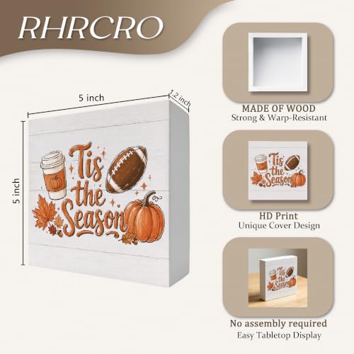 Tis the Season Fall Autumn Decor Wooden Box Sign - color: Fall-19