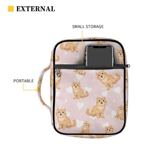 Coldinair Cat Bible Cover for Women Teens Kid Girls,Carrying Book Case Church Bag Bible Holder with Handle and Zippered Pocket - color: Cat