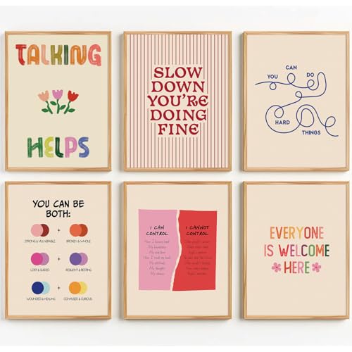 Mental Health Office Wall Decor Therapy Wall Art Mental Health Canvas Posters Motivational Inspirational Quotes Pictures Boho Positive Artwork for Counseling Office Classroom 12x16 Inch Unframed 6Pcs - color: You Can Art, size: 12''x16'' Unframed