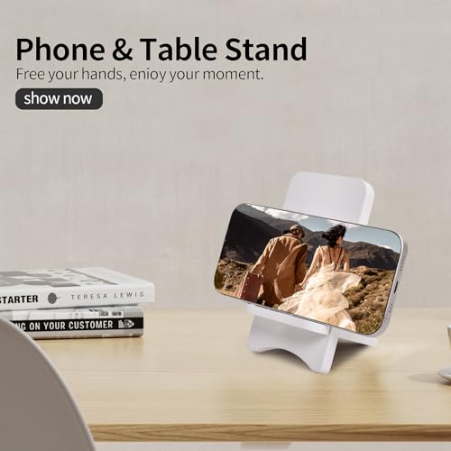 Cell Phone Stands, Desktop Stand, Luxury Nature Wood Simple Phone Stand, Compatible with iPhone & All Cell Phones, Ultra-Stable, Portable & Non-Slip Design, 2 Pieces, White - color: White
