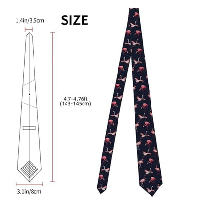 Men's Neckties, Novelty Printed Skinny Tie for Work Casual Party - color: Flamingo