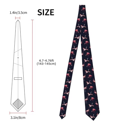 Men's Neckties, Novelty Printed Skinny Tie for Work Casual Party - color: Flamingo