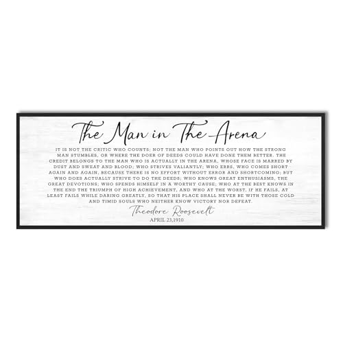 Inspirational Canvas Wall Art: The Man in The Arena Wall Art Prints Framed Motivational Posters 40''×15'',Positive Quotes Office Pictures Wall Decor, Inspirational Gifts for Men Bedroom Decor - color: The Man In The Arena, size: 40"×15"