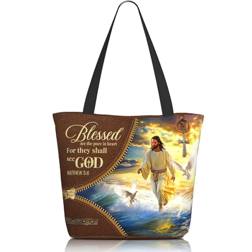 Bible Tote Bags for Women Christian Gifts Religious Church Shoulder Bag - color: Jesus