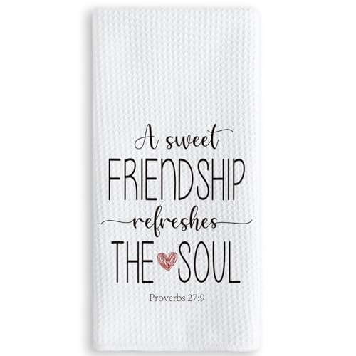 TNUW A Sweet Friendship Refreshes The Soul Kitchen Towels 16X24In, Gift for Friend Woman, Christian Gifts for Women Men, Hand Tea Towels for Kitchen Bathroom Decor - color: Sweet Friendship
