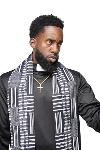 Dupsie's Kente African Print Church Clergy Pastor Choir Stole/Sash with Fringes - color: Black