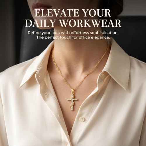 LOKOZ Cross Necklace for Women, Tennis Necklace, Gifts for Women - color: Layered Necklace - Cross 4 - Gold