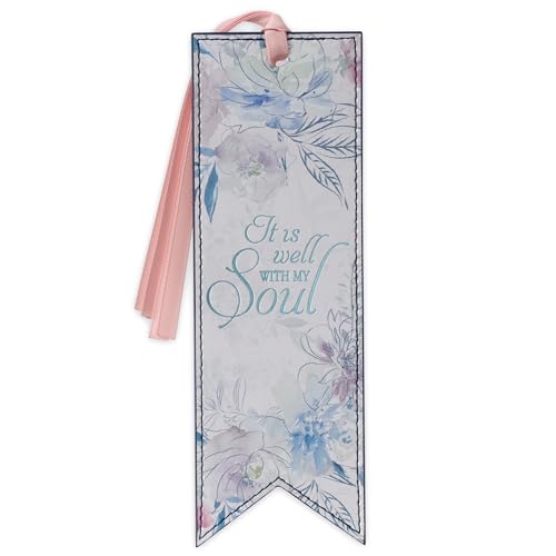 Christian Art Gifts Premium Faux Leather Bookmark: It is Well with My Soul - color: Multi - It is Well