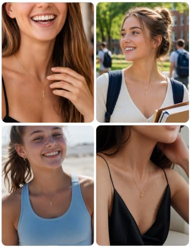 HGDEER God's Blessing Cross Necklace for Women, Dainty Christian Faith Gift