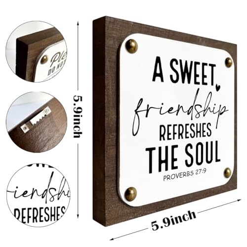 Friendship Sign, A Sweet Friendship Refreshes The Soul Sign, Wooden Box Sign Decor Art, Scripture Wall Decor, Tabletop Decor, Friendship Decor Sign, Friend Gift, Religious Gift for Best Friend - color: Christian Sign 02