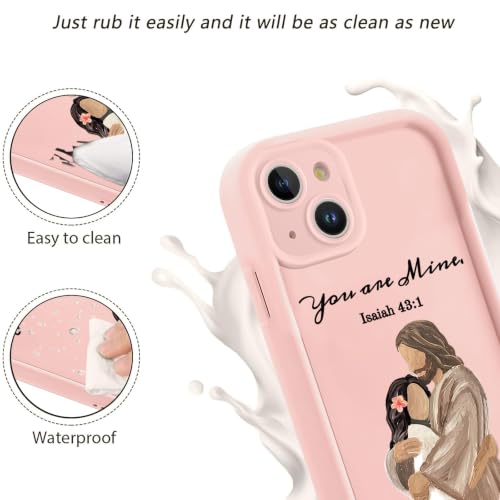 for iPhone 15 Pro Max 6.7'' Cute Bible Verse Hug Phone Case - color: Pink-You Are Mine, size: iPhone 15 Pro Max