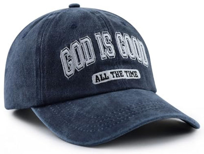 God is Good All The Time Hat for Men Women, Christian Baseball Cap - color: Navy