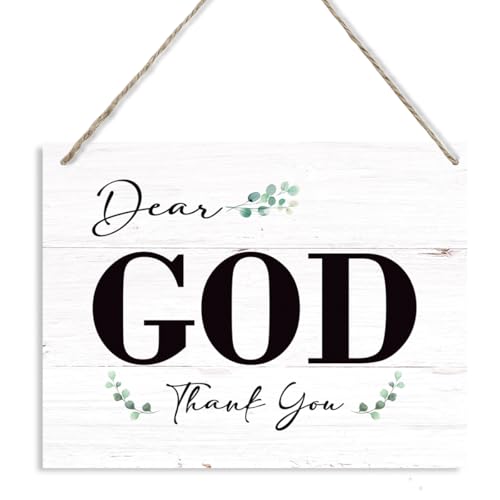 Christian Wall Art, God Decor for Home, Rustic Wood Hanging Sign, Religious Artwork for Home Decor, Housewarming Decoration Accessories, Dear God Thank You Sign - color: 8