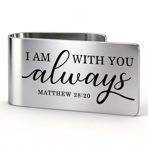 I Am with You Always Visor Clip for Cars, Matthew 28:20 Inspirational Gifts for Son Daughter, Christian Gifts for Women Men, Religious Car Charm for New Driver, Car Visor Accessories (Large) - color: Silver c