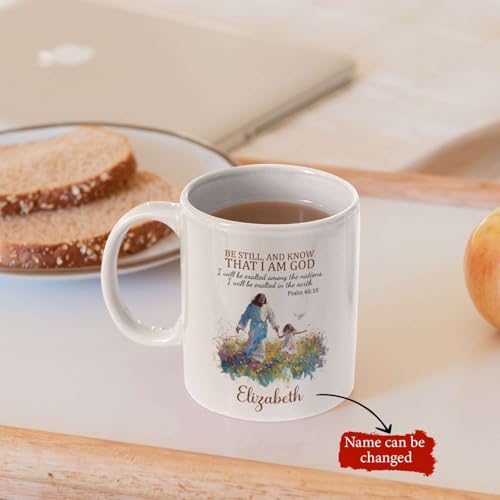 Customized Jesus And Child White Cup With Name, Christian Themed Mug Gift, Flower Bible Verse Coffee Mug, Meaningful Cup Gift For Girl Friend, Personalized Bible Verse Cup 11Oz - color: XUA-624-2339-Jesus And Baby